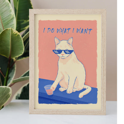 Póster Gato Gángster – Ilustración humor gatos