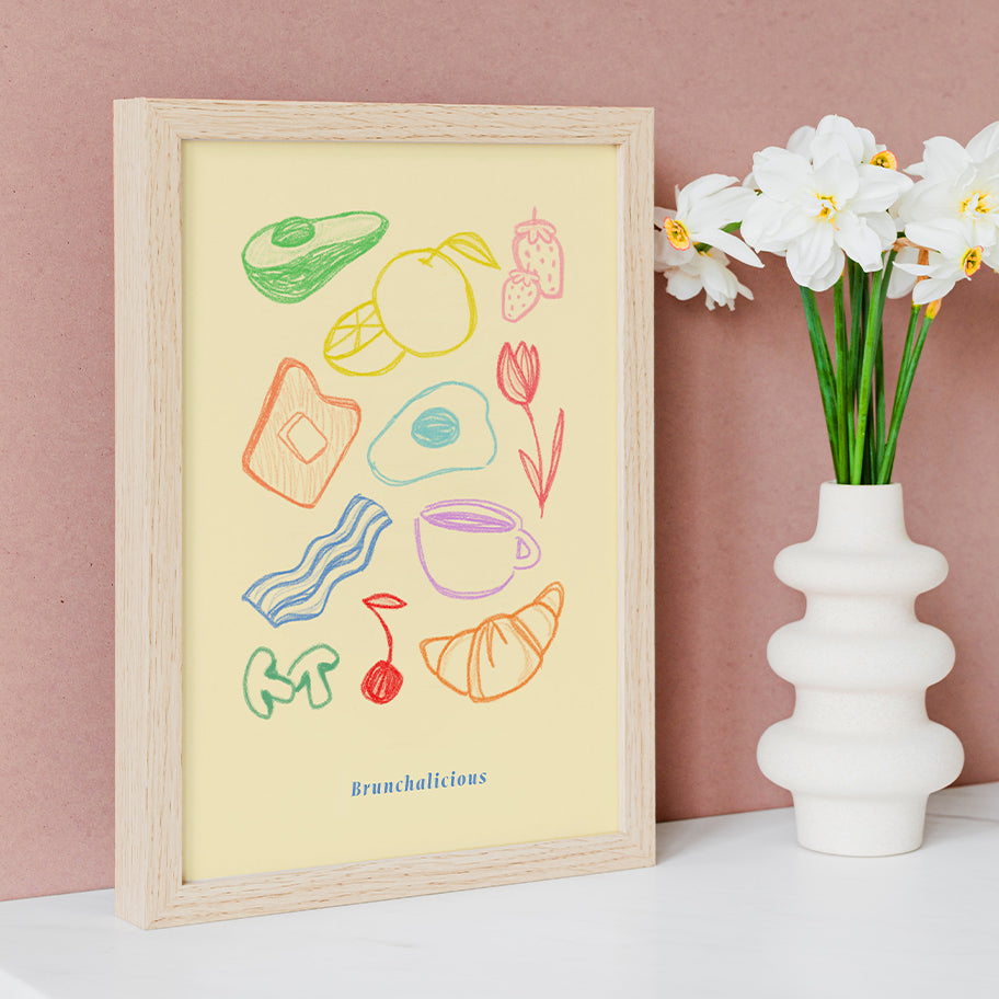 Póster Brunch - Lámina desayuno decoración de cocina de comida y bebida