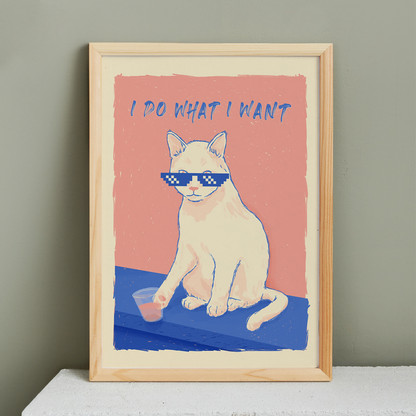 Póster Gato Gángster – Ilustración humor gatos