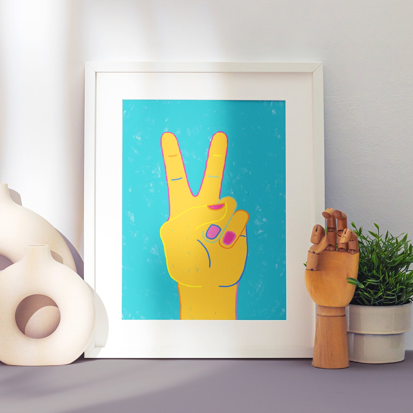 Póster Símbolo de la Paz | Lámina Mano Paz Moderno | Decoración de Pared Positiva