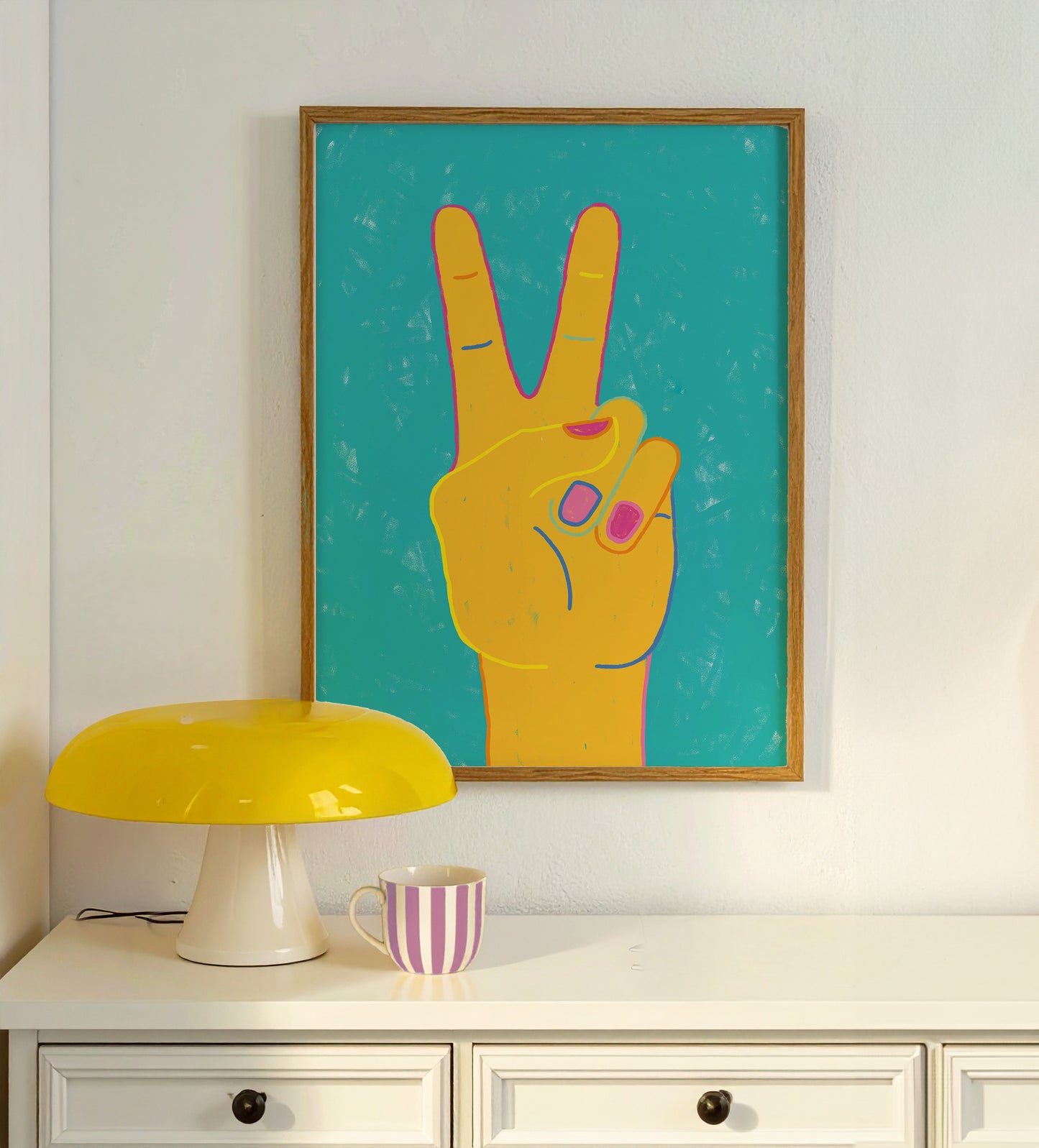 Póster Símbolo de la Paz | Lámina Mano Paz Moderno | Decoración de Pared Positiva