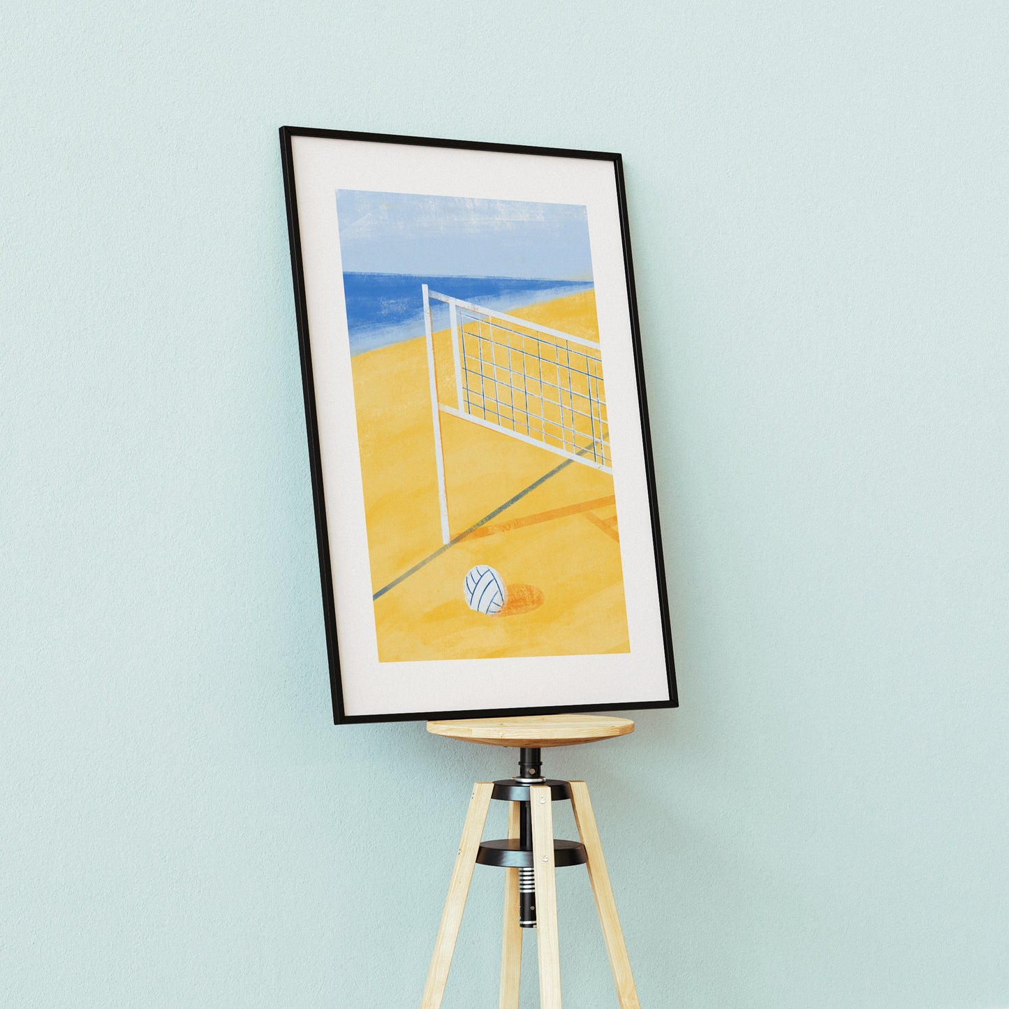 Póster Volley Playa | Lámina Ilustrada Arte Deportivo | Decoración Mural Beach Volley