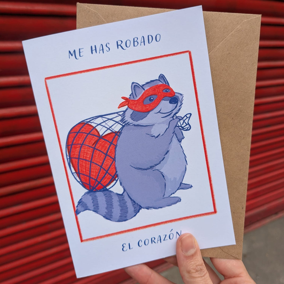 Tarjeta de Amor Mapache Ladrón de Corazón