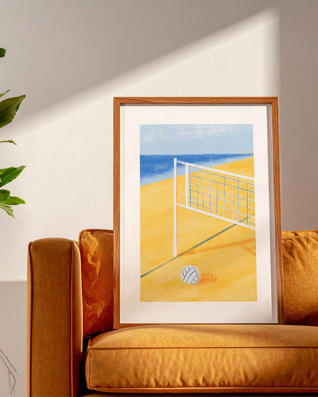 Póster Volley Playa | Lámina Ilustrada Arte Deportivo | Decoración Mural Beach Volley