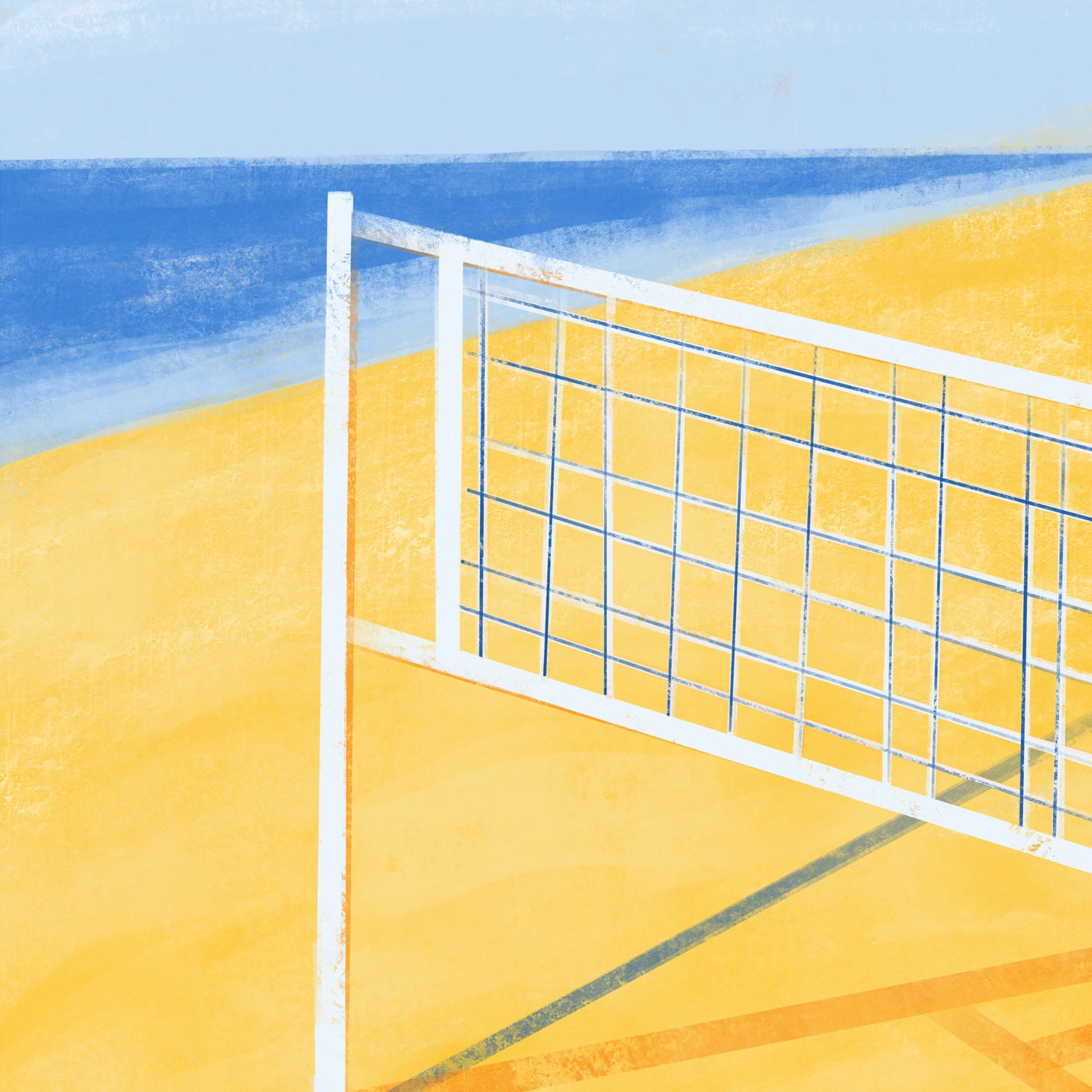Póster Volley Playa | Lámina Ilustrada Arte Deportivo | Decoración Mural Beach Volley